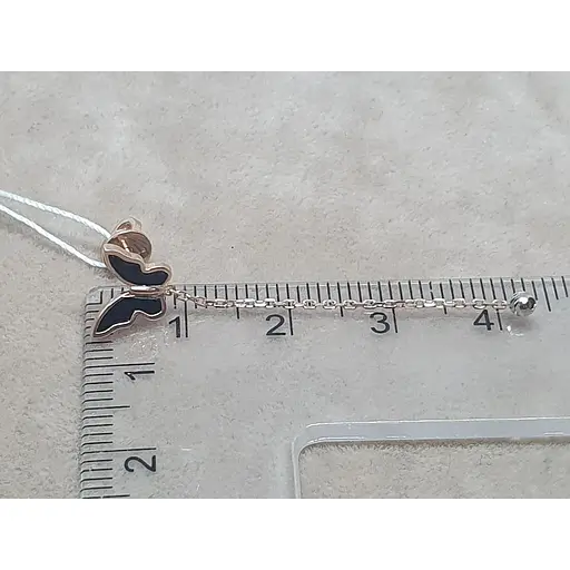 Золотые серьги-пуссеты Столичная Ювелирная Фабрика Бабочки с эмалью. 111221ЕЧ - фото 6