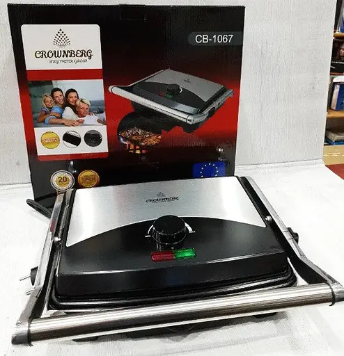 Электроприжимной гриль Crownberg CB-1067 антипригарное покрытие лоток для жира 2000 Вт - фото 9