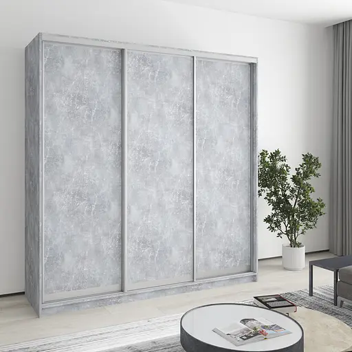 Шафа-купе тридверна MebelStar Стандарт AL 3ДСП 200x60x210 см Бетон (MBS-2874)