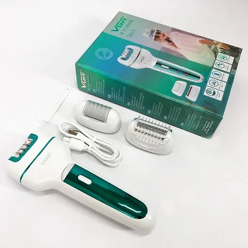 Електробритва-епілятор 3 в 1 VGR V-732 з підсвіткою та насадками зелений - фото 5