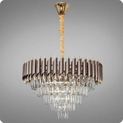 Люстра кришталева світлодіодна 517 Dlight на 11 ламп E14 Золото Коричневий (02021) - фото 2