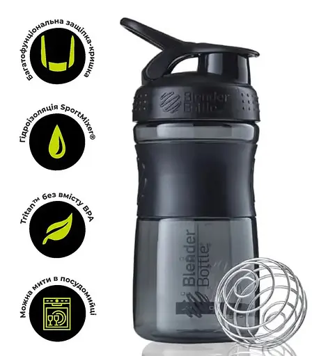 Шейкер спортивний BlenderBottle SportMixer Flip 20oz/590 мл Black/Pink (SM 20oz Black/Pink) - фото 10