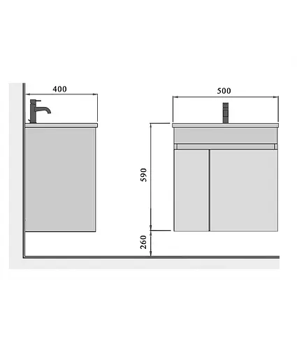 Тумба Мойдодир RIO 50-А з умивальником Como 50 бетон з білим підвісна Сірий - фото 2