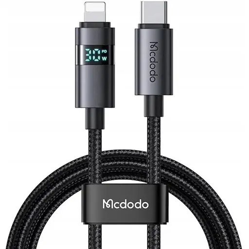 Кабель Mcdodo Horizontal LED Display 36W USB-C to Lightning Data Cable 1,2 м CA-6570 Черный - фото 1