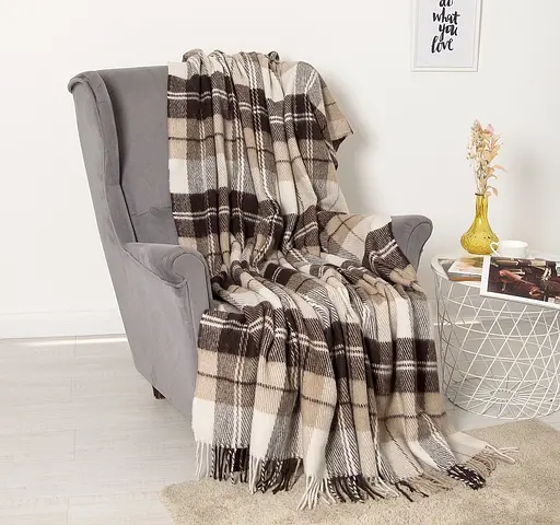 Плед вовняний Vladi Ельф 170х210 біло-бежево-коричневий 2 (1095) - фото 1