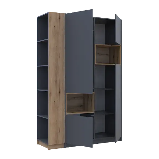 Шкаф для одежды с нишей и этажеркой Doros Дейл Графит/Дуб Эвок 2 ДСП 143.2х52х220 (42005154) - фото 9