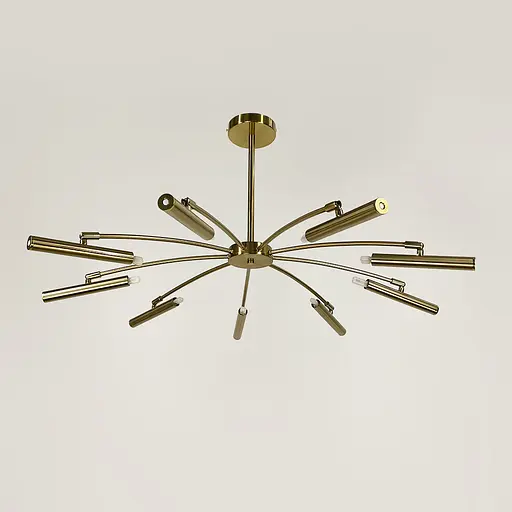 Латунна трубчаста люстра з 9 регулюючими плафонами | Арт. ST01/9 AB | Line F - фото 7