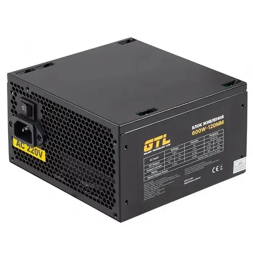 Блок живлення GTL 600W Gaming Star Black 80 Plus (GTLGS600BK) - фото 1