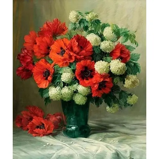 Алмазна мозаїка зі стразами 40*50 см на підрамнику Букет з маками - фото 1