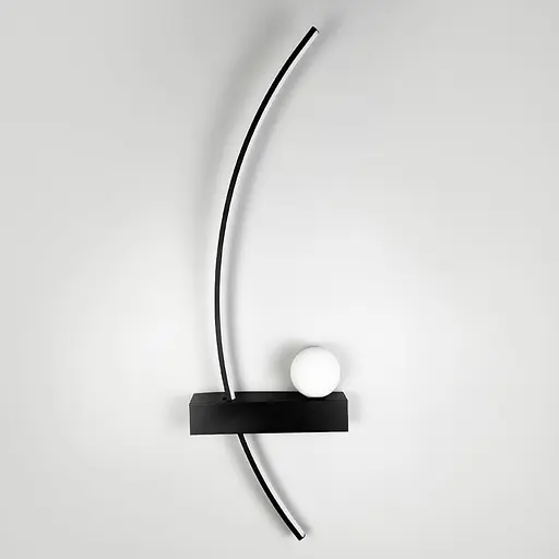 Черное дуговое бра с белым плафоном в левом корпусе 80 см Line F Арт. WJ113/800 L BK (лівий) - фото 8