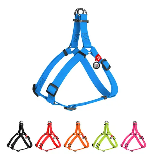 Шлея для собак водостійка Waudog Waterproof з QR-паспортом металічна пряжка-фастекс Ш 15 мм Д 40-55 см блакитний - фото 2