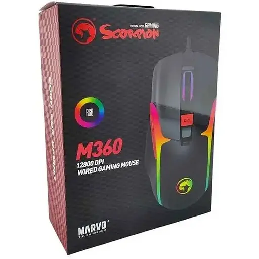 Комп'ютерна миша Marvo M360 ігрова оптична провідна 1200-12000 DPI 7 кнопок 1.5 м чорна - фото 6