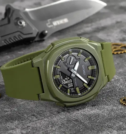 Годинник чоловічий наручний Skmei 2091 (Зелений з чорним) - фото 4