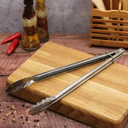 Щипці кухонні універсальні з нержавіючої сталі "Пелюстка" для барбекю гриля м'яса, риби, овочів 27 см, Kitchen Master Сріблястий 86758 - фото 2