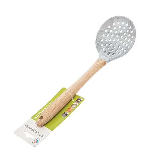 Шумівка силіконова під мармур з дерев'яною ручкою 33.5 см, Kitchen Master Бежевий 86312 - фото 7