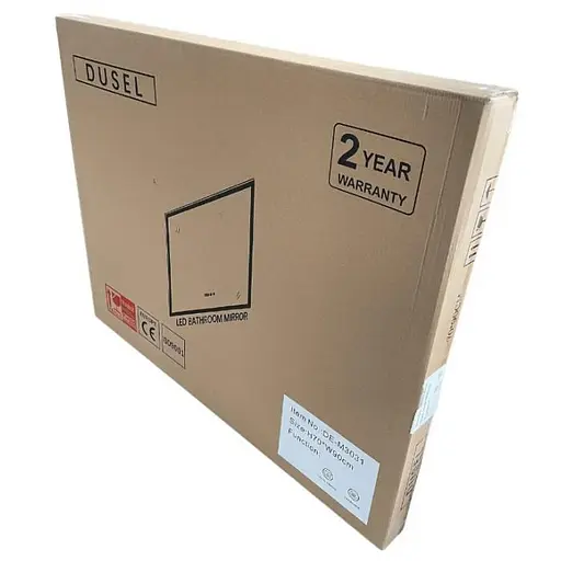 Дзеркало Dusel DE-M3051 75x120 см з годинником, Білий - фото 4