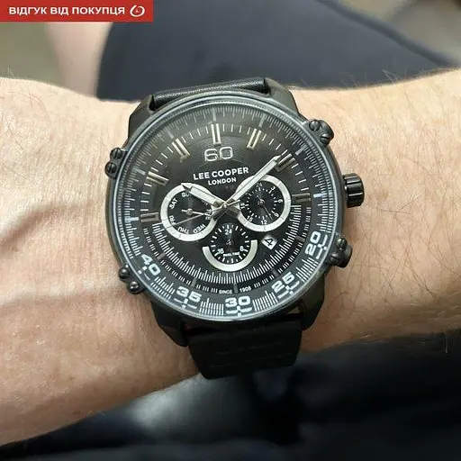Мужские водостойкие наручные часы Lee Cooper Wolf (Черный) - фото 3
