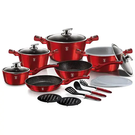 Набор посуд из 18 предметов Berlinger Haus Metallic Line Burgundy Edition (BH-7035)