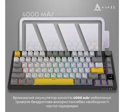 Клавиатура игровая механическая беспроводная Ajazz AK-820B PRO Black RGB Gift Switch Hot-Swap 2.4G/Bluetooth/USB - фото 11