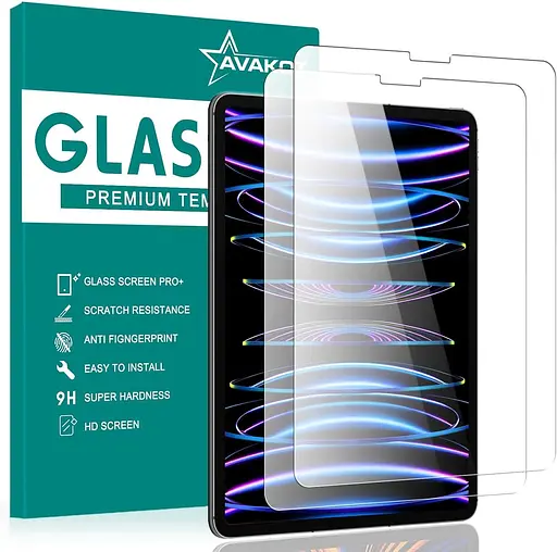Avakot Пакет із 2 захисних скла для iPad Pro 12.9 | Загартована скляна плівка, сумісна з iPad Pro 12,9 дюйми 5ª/4ª/3ª |