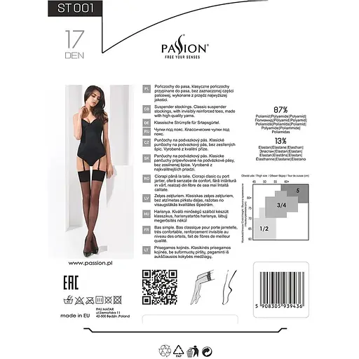 Класичні панчохи під пояс із широкою гумкою Passion ST001 3/4 burgundy - фото 4