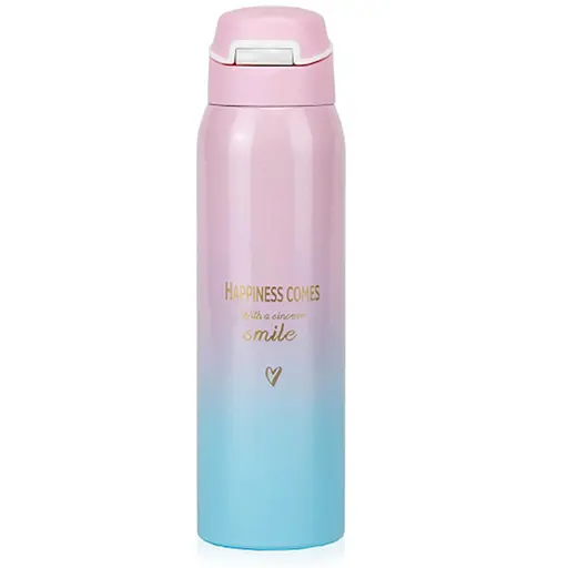 Термос "Happiness Comes" розово-голубой градиент нержавеющая сталь 500 мл - фото 1
