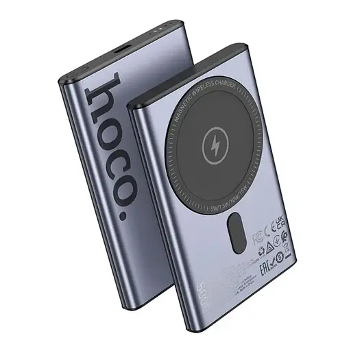Магнитный павербанк с беспроводным зарядным Hoco Q32 Bird PD20W wireless magnetic 5000mAh серый - фото 3
