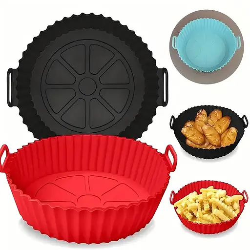 Кругла силіконова форма для аерогриля, духовки та мультипечі 21х21 см, Kitchen Master Зелений 87958 - фото 6