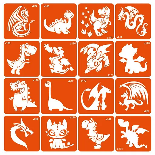 Набір трафаретів для біо-тату Dinosaurs dinosaurs-16