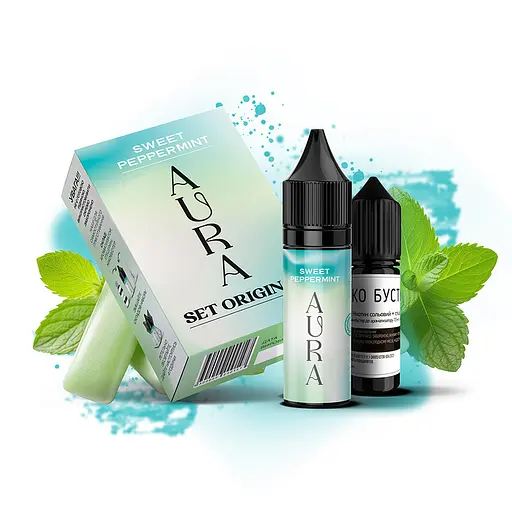 Набор компонентов для самозамеса солевой заправки Aura 30 мл Sweet Peppermint Перечная Мята, 0-50 мг (17207)