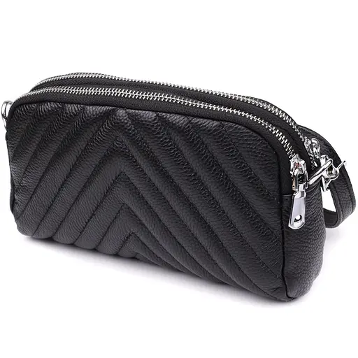 Сумка Vintage прошита треугольниками из натуральной кожи 22х13х6.5 см sum0027518 - фото 2