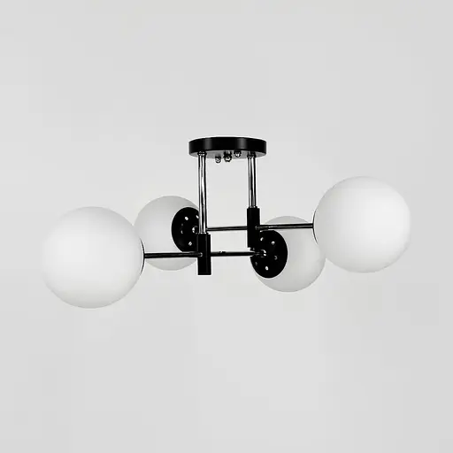 Люстра стельова на 4 білих плафони Ø 50 см | Арт. 91177/4 CH+BK+WT | Line F - фото 3