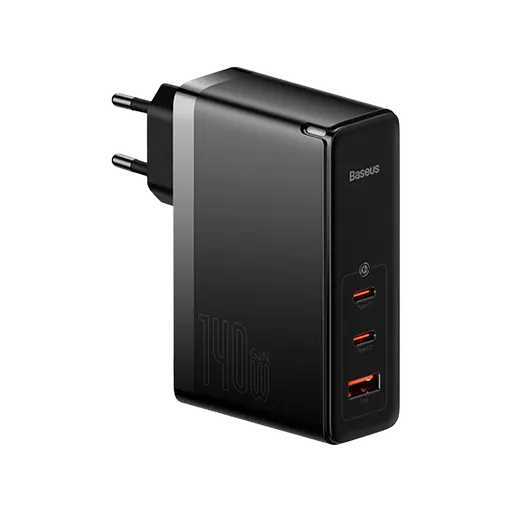 Мережевий зарядний пристрій Baseus GaN5 Pro 3 порта, USB + Type-C 140W Черный (CCGP100201) - фото 1