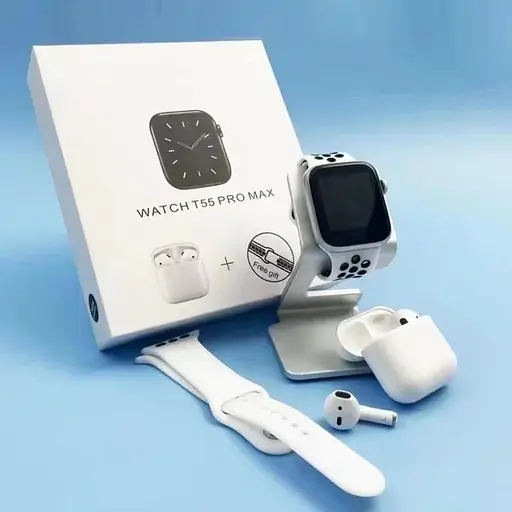 Смарт-часы T55 PRO MAX с двумя ремешками + беспроводные наушники White (17646) - фото 2