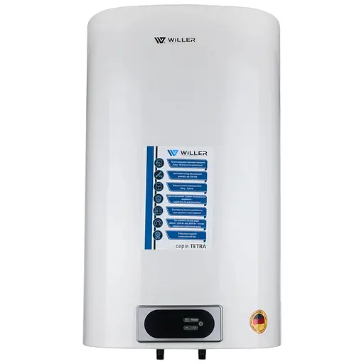 Водонагреватель Willer Tetra 2 кВт, сухой ТЭН, 80 л, прямоугольный, вертикальный, белый (EV80DRI) - фото 1