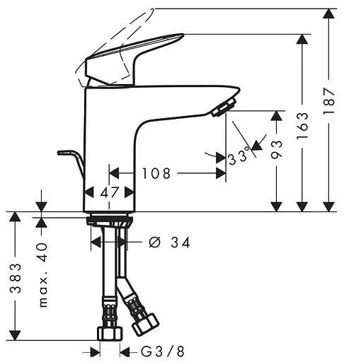 Смеситель для раковины Hansgrohe Logis 100 EcoSmart 71100000 Хром - фото 3