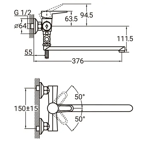 Смеситель для ванны AQUATICA HL-3C230C 9734220 - фото 2