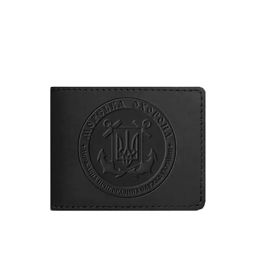 Кожаная обложка на удостоверение Морской охраны черная Crazy Horse - фото 6