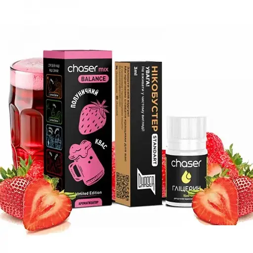 Набор компонентов для самозамеса солевой заправки CHASER Mix BALANCE NEW 30 мл Клубника Квас, 0-50 мг (17811)