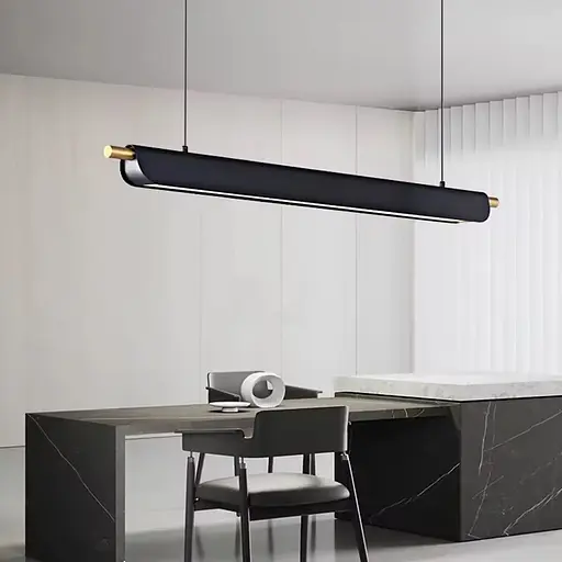 Линейный светильник LED в черном корпусе 118 см с деревянным декором | Line F | Ст. H40L-1200 BK - фото 1