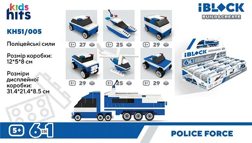 Конструктор Kids Hits IBLOCK JUNIOR Поліція, 25-30 деталей, (В асортименті) - фото 2