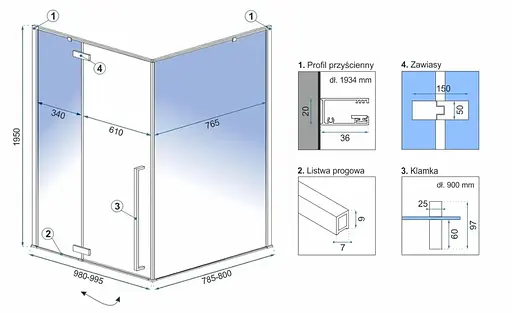 Душевая кабина Rea Fargo 80x100 gold REA-K4907, Золотой, Универсальная, прозрачная - фото 6