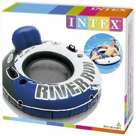 Надувное кресло с ручками Intex 58825 EU River Run. Диаметром 135см, подстаканники, трос - фото 2