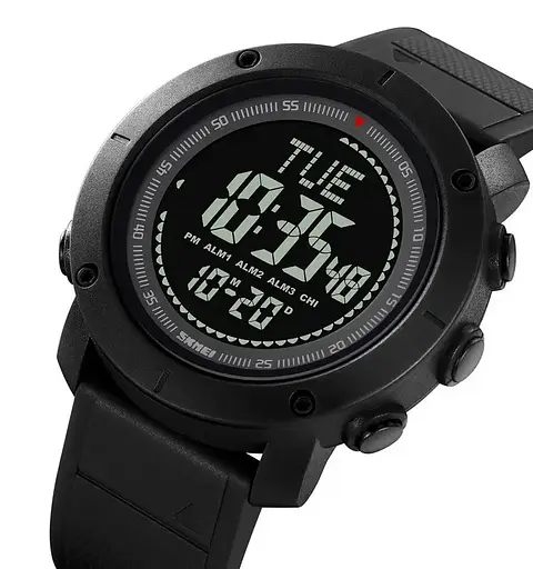 Чоловічий спортивний годинник з компасом Skmei 2095 (Чорний) - фото 3
