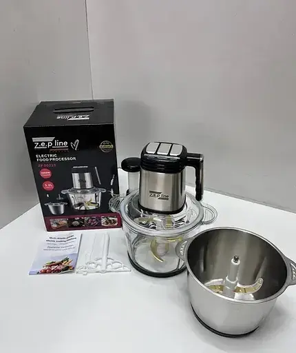 Измельчитель Zepline ZP-00219 6в1 с двумя чашами стекло и нержавеющая сталь 3000 Вт Серебристый - фото 5