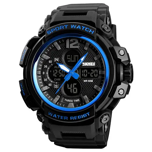 Наручний годинник чоловічий 1343 Black-Blue Skmei acs0030801 - фото 1