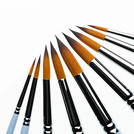 Набір пензлів Синтетика кругла, довга ручка (9 шт), 6604RLSET - фото 2