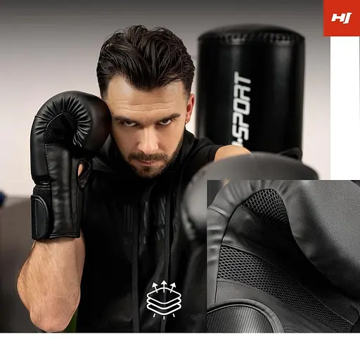 Боксерські рукавиці Hop-Sport HS-BG12 12oz чорні - фото 9
