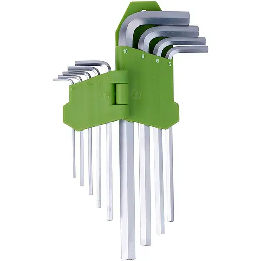 Набір шестигранних ключів Alloid вигнуті подовжені 1.5-10 мм 9 предметів (HS-0918) - фото 2