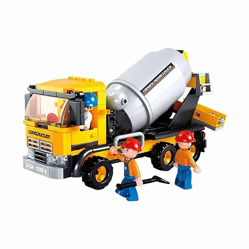 Конструктор Sluban M38-B0550 — Бетономешалка и строительная тачка, 248 деталей с фигурками, разноцветный